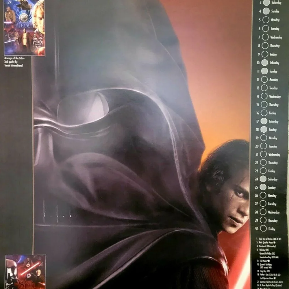 Vintage Jumbo Star Wars 2006 Poster Calendar w/ Revenge of the Jedi Poster Page - Picture 5 of 10